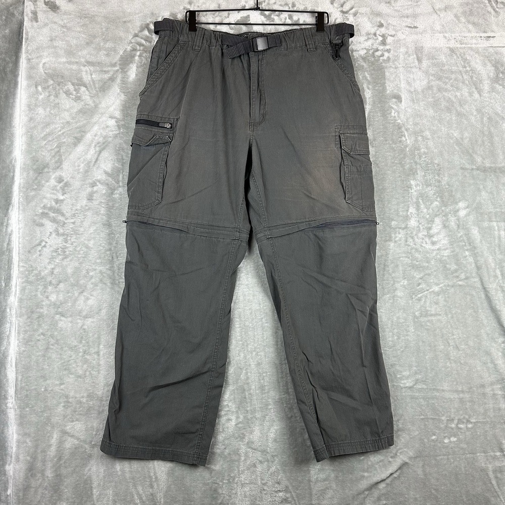 BC Clothing Convertible Pants Men's XL x 30 Gray Activewear Hiking Cargo Zip
